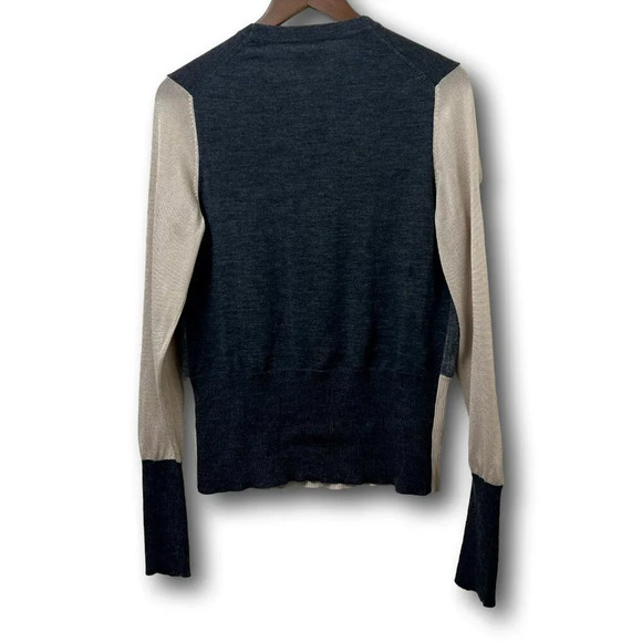 Rag & Bone Sweater Blouse Colorblock Long Sleeve Knitted Gray Cream Size Large - Picture 9 of 10